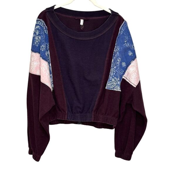 Free People Movement Top Size XS Maroon Explorer Patchwork - Picture 1 of 9